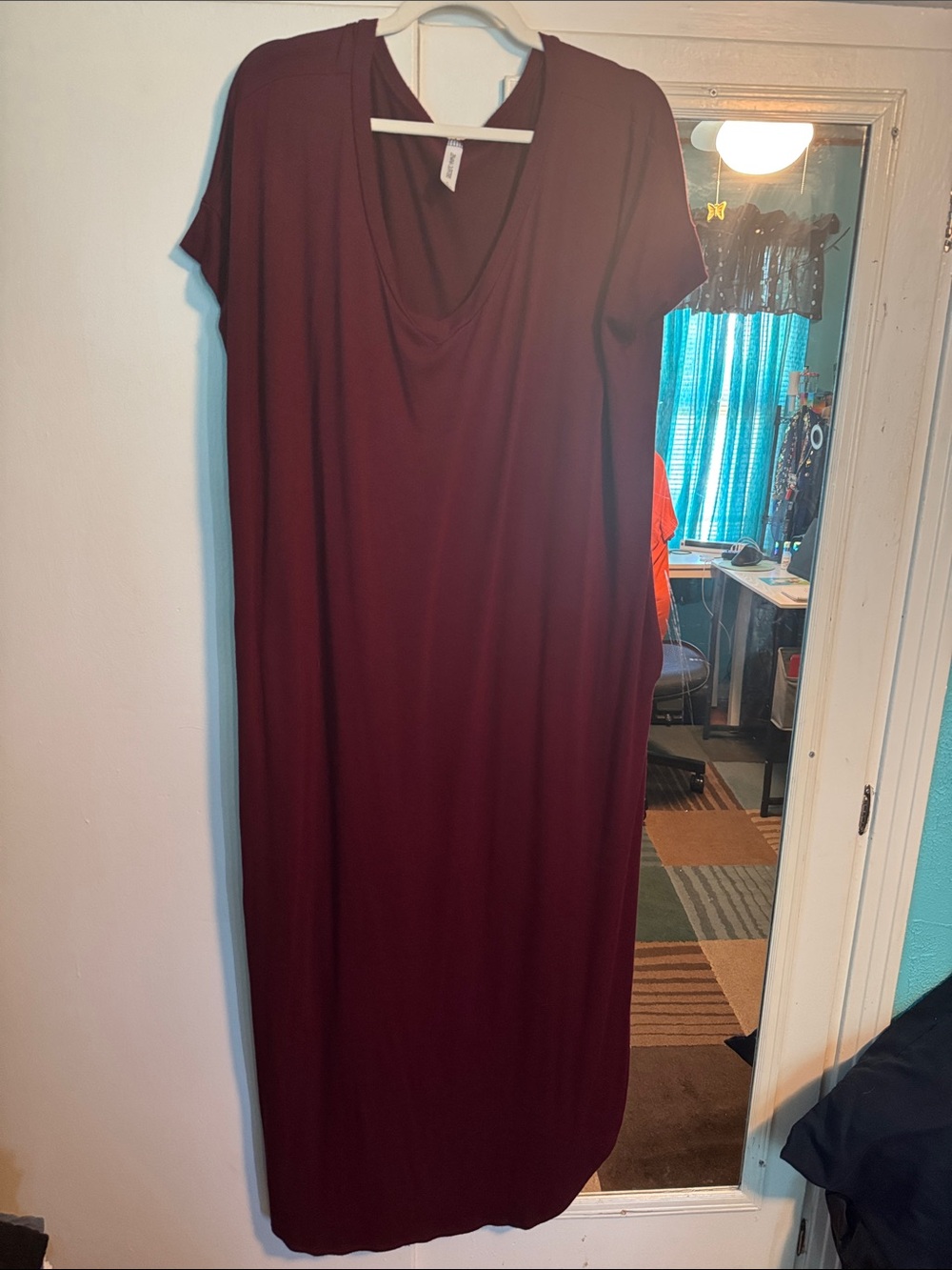 Zenana Outfitters Draped Maxi Dress in Burgundy